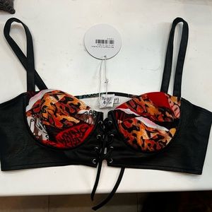 Faux leather corset crop top
